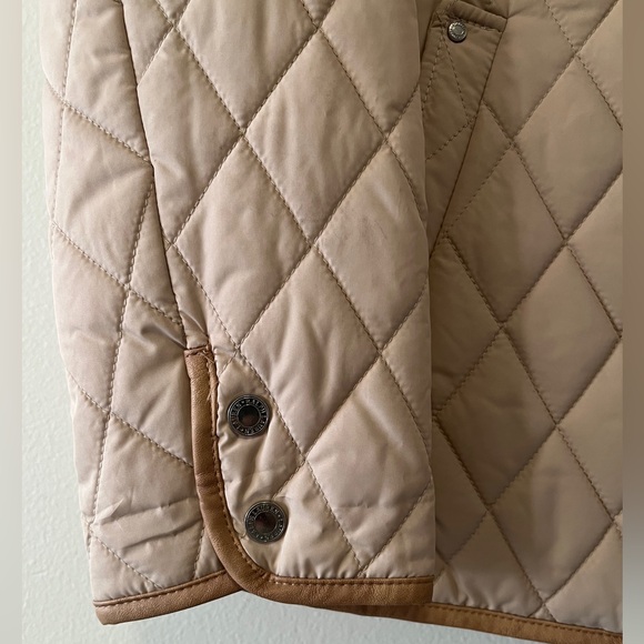 Ralph Lauren Diamond Quilted Barn Jacket With Faux Leather Trim Oatmeal Size M - Picture 5 of 13